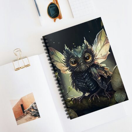 Dark Forest Owl Creature Notebook Small Fantasy Creature Soft Cover Notebook Woodlands Cute Owl Creature Spiral Notebook Gift