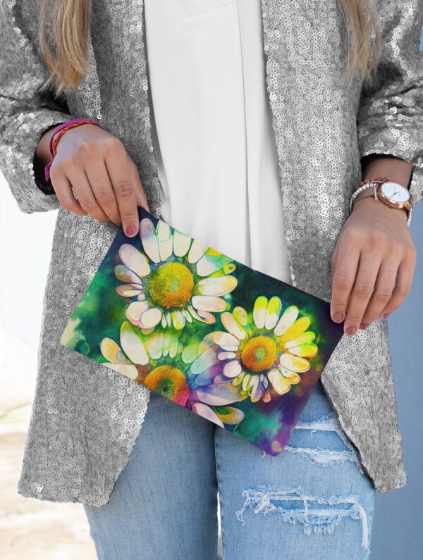 Groovy Daisy Zipper Pouch Gift April Birthday Girl's Gift Retro Bright Daisies Birth Month Flower April Spring Accessory Bag Gift for Her - Image 2