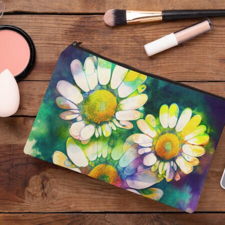 Groovy Daisy Zipper Pouch Gift April Birthday Girl's Gift Retro Bright Daisies Birth Month Flower April Spring Accessory Bag Gift for Her