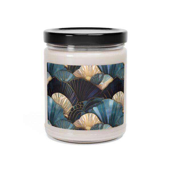 Art Deco Seashells Scented Soy Candle Gift for Her Blue Sea Shells 9oz. Soy Candle Beach Ocean Lovers Gift Eco-Friendly Soy Candle Blue Hues - Image 2