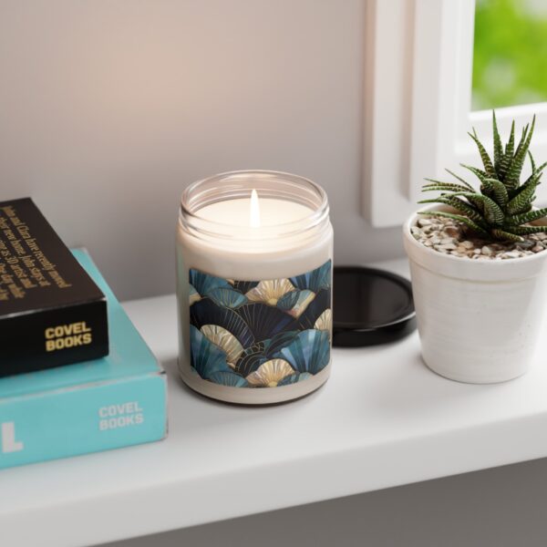 Art Deco Seashells Scented Soy Candle Gift for Her Blue Sea Shells 9oz. Soy Candle Beach Ocean Lovers Gift Eco-Friendly Soy Candle Blue Hues - Image 5