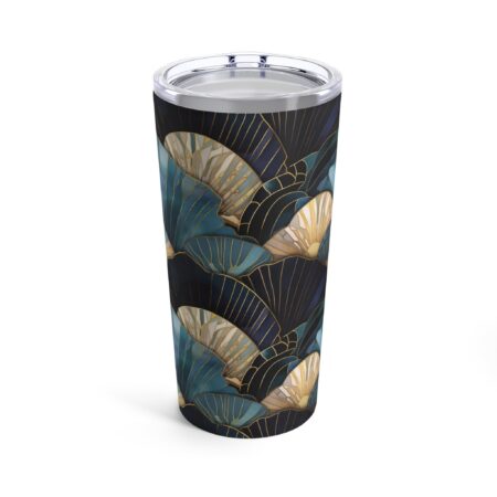Art Deco Seashells Tumbler Gift for Her Blue Sea Shells Summer 20oz Travel Tumbler Gift Beach Ocean Lovers Gift Insulated Stainless Tumbler