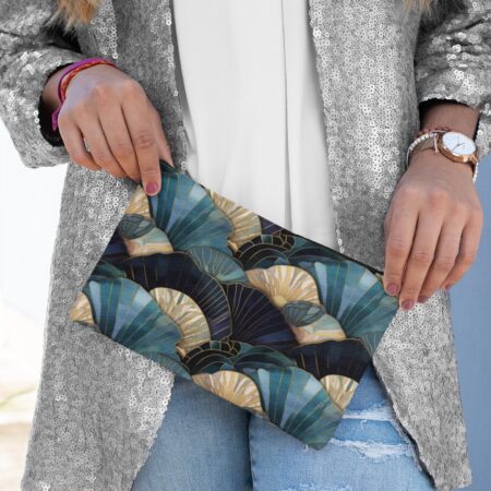 Art Deco Seashells Cosmetic Bag Gift for Her Blue Sea Shells Summer Accessory Pouch Gift Beach Ocean Lovers Gift Travel Pouch Makeup Pouch