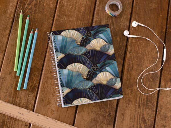 Art Deco Seashells Soft Cover Journal Gift for Her Blue Sea Shells Summer Dream Journal Lined Notebook Gift Beach Ocean Lovers Diary 6"x8" - Image 9