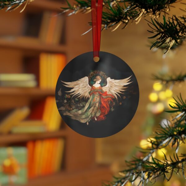 Angel Ornament Gift Christmas Angel Metal Tree Ornament Angelic Wings Wreath Halo Holiday Ornament Gift Angel Winter Decoration Gift for Her - Image 3