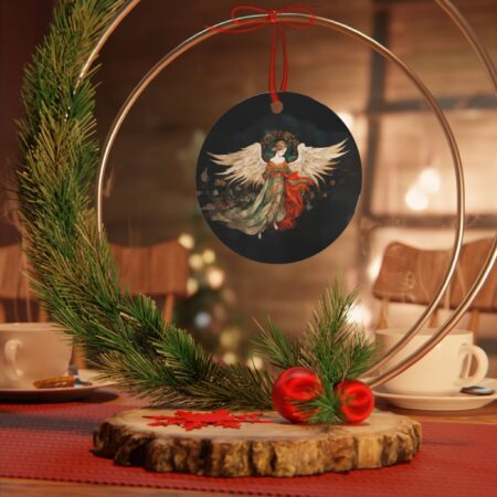 Angel Ornament Gift Christmas Angel Metal Tree Ornament Angelic Wings Wreath Halo Holiday Ornament Gift Angel Winter Decoration Gift for Her