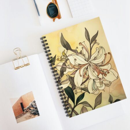 Honeysuckle Flower Soft Cover Journal Gift June Birth Month Flower Spiral Notebook Botanical Watercolor June Birthday Gift for Her Art Deco