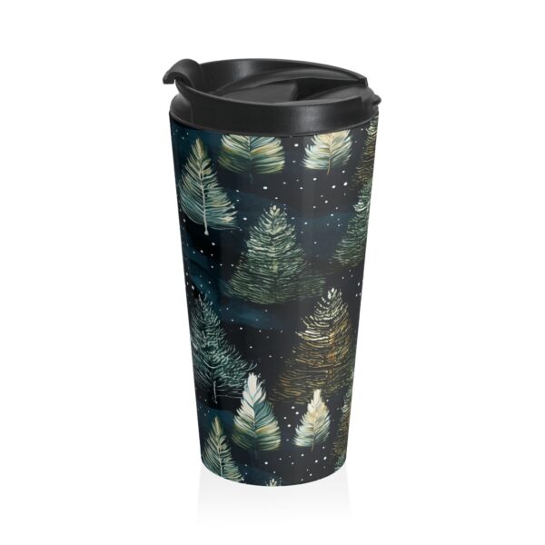 Dark Winter Forest Travel Tumbler Gift Whimsical Snowy Fir Trees 15oz Stainless Steel Tumbler Coffee Lovers Teacher's Gift Fall Winter Mug