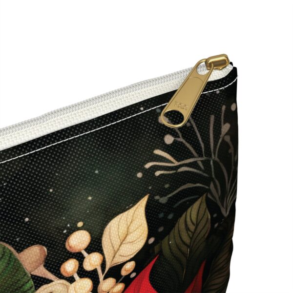 Whimsical Poinsettia Cosmetic Pouch Gift December Birth Month Flower Travel Accessory Bag Art Deco Dark Floral Holiday Christmas Clutch Gift - Image 8