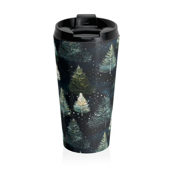 Dark Winter Forest Travel Tumbler Gift Whimsical Snowy Fir Trees 15oz Stainless Steel Tumbler Coffee Lovers Teacher's Gift Fall Winter Mug - Image 3