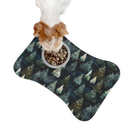 Dark Winter Forest Pet Feeding Mat Gift Whimsical Snowy Fir Trees Pet Food Mat Home Decor Gift Pet Lovers Gift Winter Woodlands Aesthetic