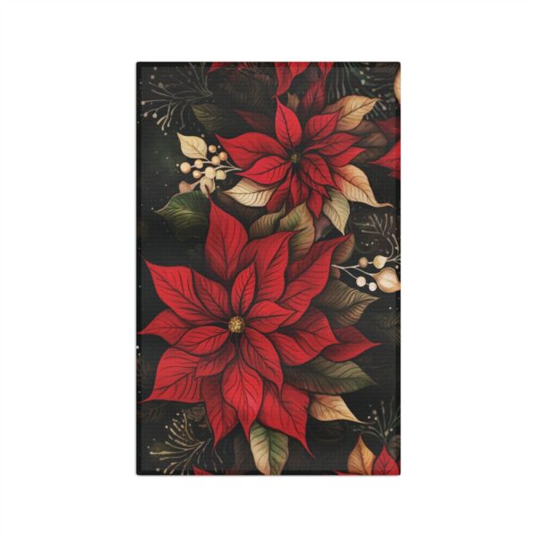Whimsical Poinsettia Tea Towel Gift December Birth Month Flower Tea Towel Kitchen Decor Dark Floral Dining Linens Holiday Christmas Gift - Image 2