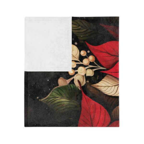 Whimsical Poinsettia Throw Blanket Gift December Birth Month Flower Velveteen Minky Blanket Dark Floral Home Decor Holiday Christmas Gift - Image 5
