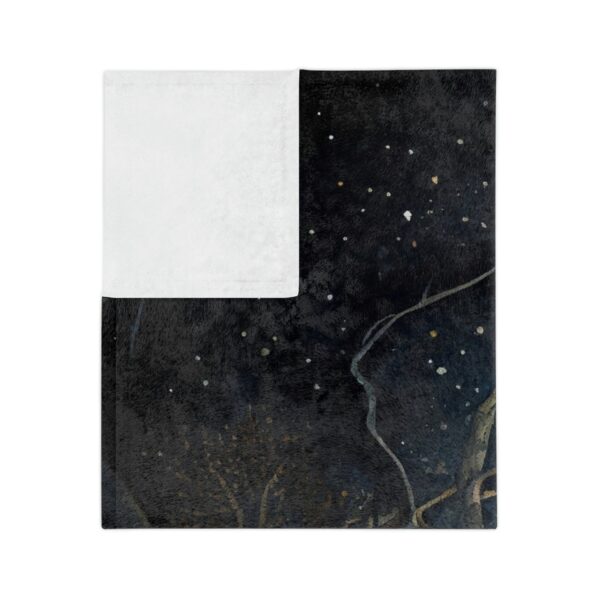 Dark Forest Night Sky Velveteen Minky Blanket Woodlands Tree Super Soft Blanket Magical Night Sky Stars Cozy Blanket Watercolor Art - Image 7