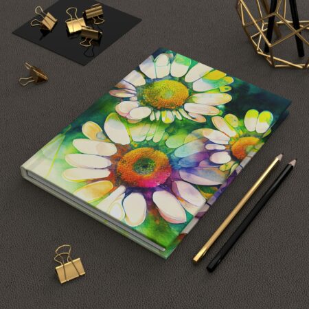 Groovy Daisies Hard Cover Notebook Gift for Her April Birth Month Flower Gift Diary Notebook Bright Pastel Daisy Gift Spring Summer Journal