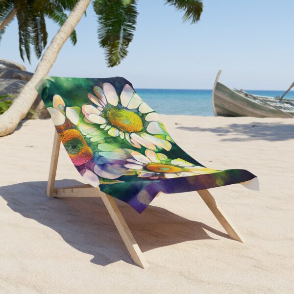 Groovy Daisy Beach Towel April Birth Month Flower Gift for Her Bright Watercolor Daisies Towel for Pool Beach Lake April Birthday Girls Gift - Image 3