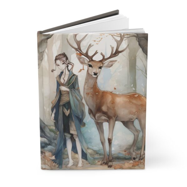 Fantasy Female Elf with Deer Hard Cover Journal Notebook Gift for Her Enchanted Forest Fae Aesthetic Notebook Magical Elven Woodlands Diary - Image 4