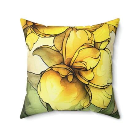Spring Daffodil Pillow March Birthday Flower Pillow Gift for Her Mother's Day Daffodil Throw Cushion Bright Daffodil Watercolor Throw Pillow