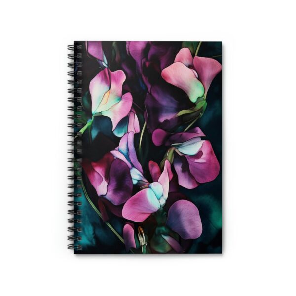 Sweet Pea April Flower Soft Cover Notebook Gift for Her Dark Floral Spiral Notebook Birth Month Flower for April Birthday Gift Journal Diary - Image 2