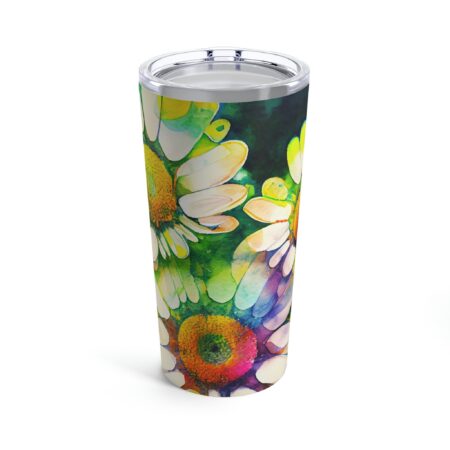Groovy Daisy Tumbler Gift for Her April Birth Month Flower Daisy Gift Bright Watercolor Daisies 20 oz. Tumbler Gift for Mom April Birthdays