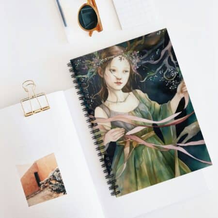 Vintage Style Art Maypole Maiden Soft Cover Notebook May Day Beltane Light Academia Maypole Ribbons Spiral Notebook Journal Gift for Her