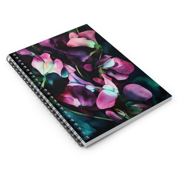 Sweet Pea April Flower Soft Cover Notebook Gift for Her Dark Floral Spiral Notebook Birth Month Flower for April Birthday Gift Journal Diary - Image 4