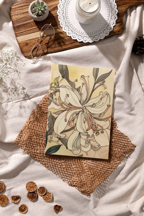 Honeysuckle Flower Hardcover Journal Gift June Birth Month Flower Hard Cover Notebook Botanical Watercolor June Birthday Gift for Her 6"x8" - Image 7