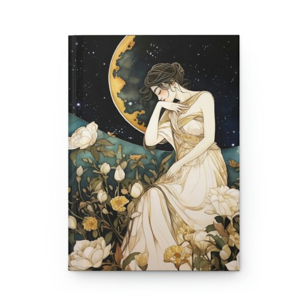 Art Deco Dream Journal Dark Academia Aesthetic Romantic June Roses Moon Hard Cover Journal Woman's Hardcover Lined Notebook Gift for Her 6x8 - Image 2