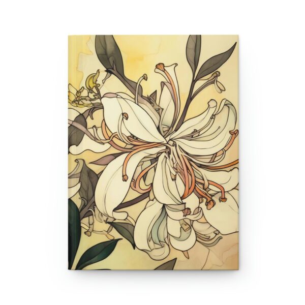 Honeysuckle Flower Hardcover Journal Gift June Birth Month Flower Hard Cover Notebook Botanical Watercolor June Birthday Gift for Her 6"x8" - Image 2
