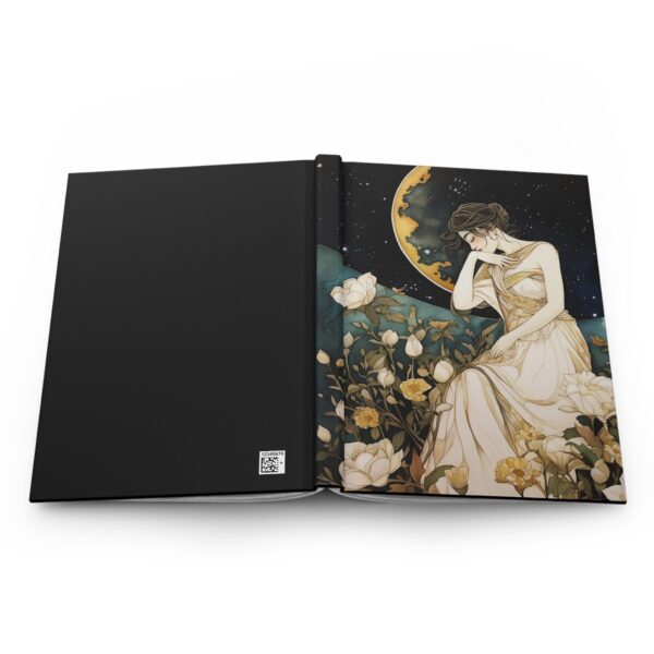 Art Deco Dream Journal Dark Academia Aesthetic Romantic June Roses Moon Hard Cover Journal Woman's Hardcover Lined Notebook Gift for Her 6x8 - Image 5
