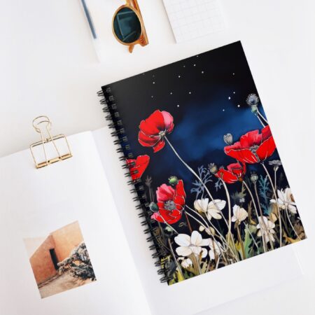 Wildflowers Journal Gift Red White and Blue 4th of July Floral Spiral Notebook July Birthday Gift for Her July Fourth Wildflowers Diary 6x8"