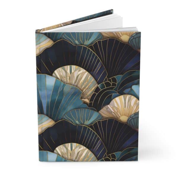 Art Deco Seashells Hard Cover Journal Gift for Her Blue Sea Shells Summer Dream Journal Lined Notebook Gift Beach Ocean Lovers Diary 6"x8" - Image 5
