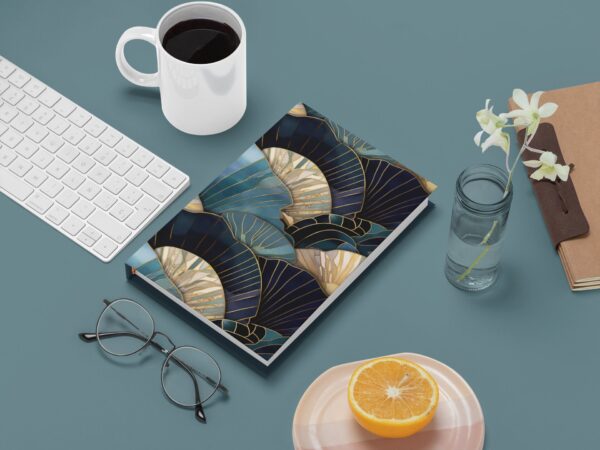 Art Deco Seashells Hard Cover Journal Gift for Her Blue Sea Shells Summer Dream Journal Lined Notebook Gift Beach Ocean Lovers Diary 6"x8" - Image 9
