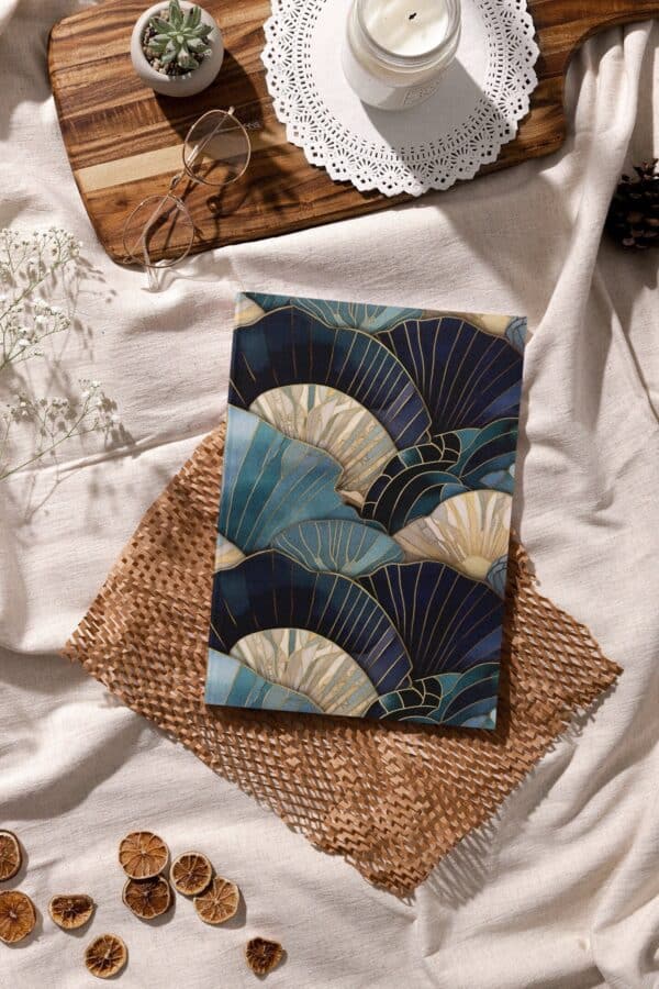 Art Deco Seashells Hard Cover Journal Gift for Her Blue Sea Shells Summer Dream Journal Lined Notebook Gift Beach Ocean Lovers Diary 6"x8" - Image 2