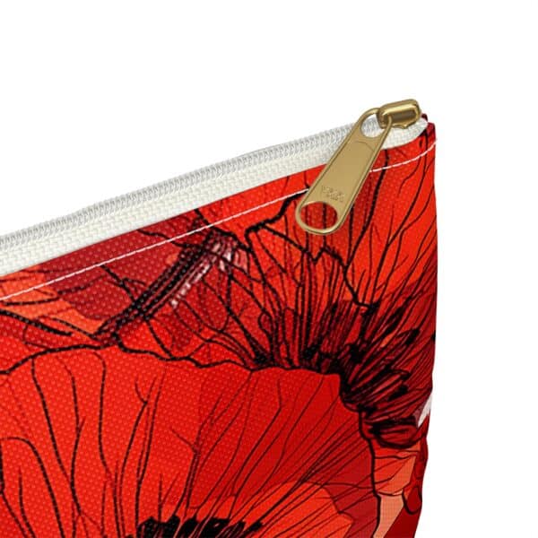Poppy Flower Cosmetic Pouch Gift for Her August Birth Month Flower Bright Red Poppies Travel Pouch Poppy Floral Accessory Bag Gift 2 Sizes - Image 4