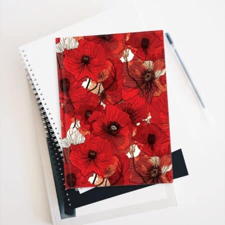 Poppies Wildflower Hard Cover Blank Journal August Birth Month Red Poppy Flowers Diary Sketch Book August Birthday Gift Dream Journal 5"x7"