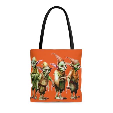 Goblin Tote for Halloween Trick or Treat Bag Friendly Goblins Gift Tote Goblincore Monster Halloween Kids Tote Bag Orange Bag Spooky Goblins