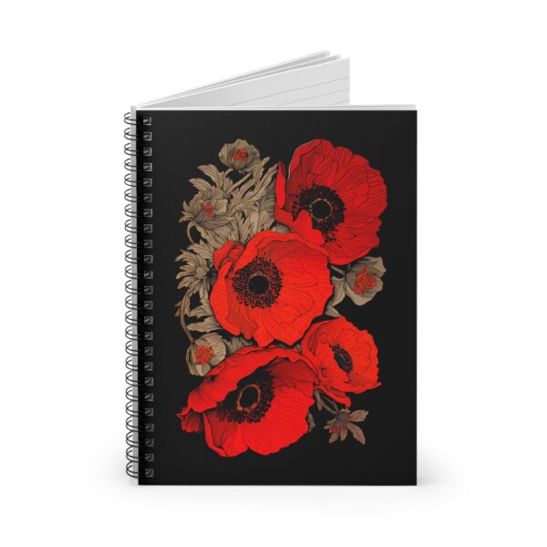 Red Poppy Flowers Soft Cover Journal Gift August Birth Month Flower Dream Diary Bright Poppies Floral Spiral Notebook Woman's Journal 6"x8" - Image 3