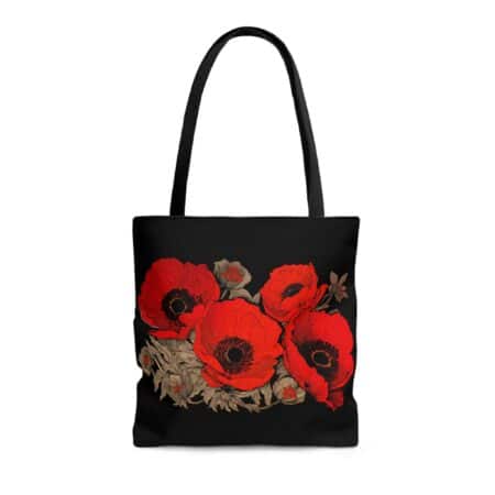 Red Poppy Flowers Tote Bag Gift August Birth Month Flower Travel Tote Bright Poppies Floral Shopping Tote Bag Birthday Gift Women's Tote Bag