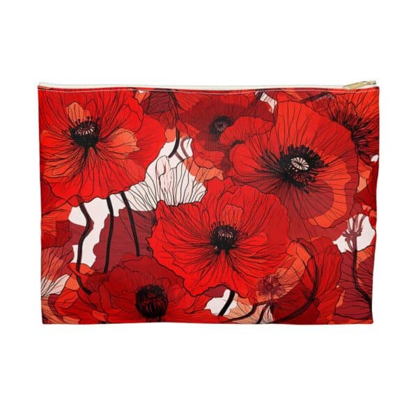Poppy Flower Cosmetic Pouch Gift for Her August Birth Month Flower Bright Red Poppies Travel Pouch Poppy Floral Accessory Bag Gift 2 Sizes