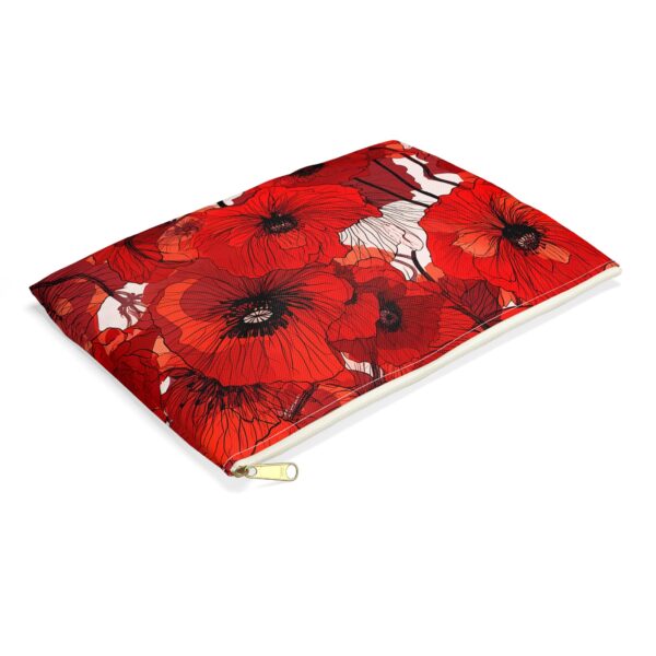 Poppy Flower Cosmetic Pouch Gift for Her August Birth Month Flower Bright Red Poppies Travel Pouch Poppy Floral Accessory Bag Gift 2 Sizes - Image 3