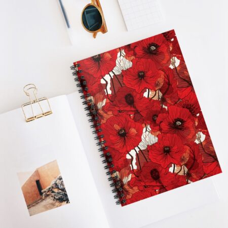 Poppies Wildflowers Spiral Notebook Journal August Birth Month Poppy Flower Diary Gift for Her August Birthday Gift Dream Journal Gift 6"x8"