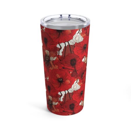 Poppy Flowers 20oz Tumbler Bright Red Poppies Travel Tumbler Gift August Birth Month Flower Stainless Steel Tumbler Wildflowers Gift for Her