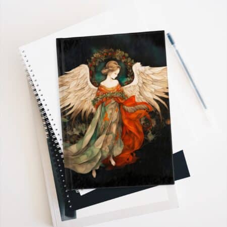 Beautiful Angel Hard Cover Blank Journal Gift Christmas Angel Dream Journal Gift for Her Yule Winter Angel Sketchbook Angel Wings Diary 5x7"