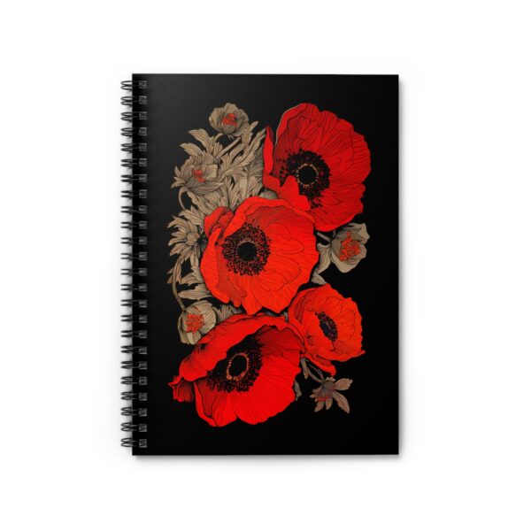 Red Poppy Flowers Soft Cover Journal Gift August Birth Month Flower Dream Diary Bright Poppies Floral Spiral Notebook Woman's Journal 6"x8" - Image 2