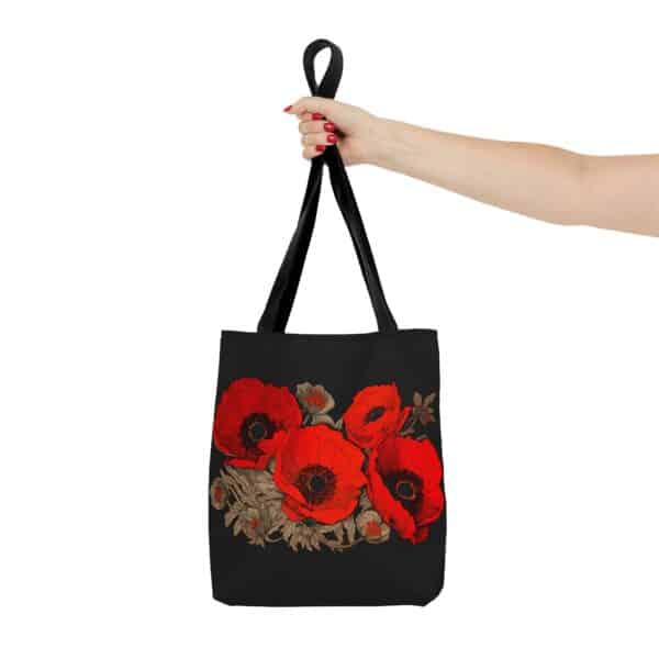 Red Poppy Flowers Tote Bag Gift August Birth Month Flower Travel Tote Bright Poppies Floral Shopping Tote Bag Birthday Gift Women's Tote Bag - Image 4