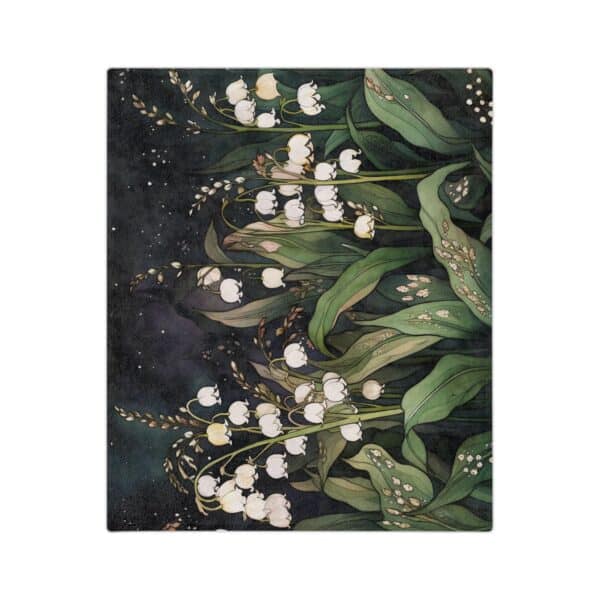 Whimsical Lily of the Valley Extra Soft Velveteen Minky Blanket Throw May Birth Month Flower Gift Dark Floral Lilies of the Valley Gift - Image 3