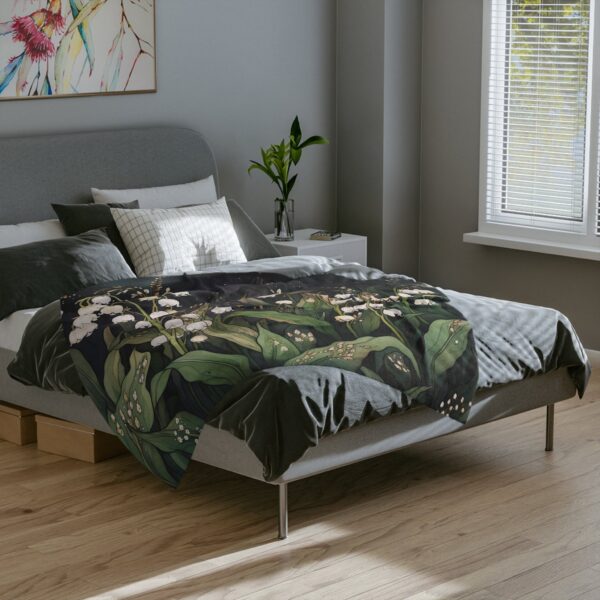Whimsical Lily of the Valley Extra Soft Velveteen Minky Blanket Throw May Birth Month Flower Gift Dark Floral Lilies of the Valley Gift - Image 7