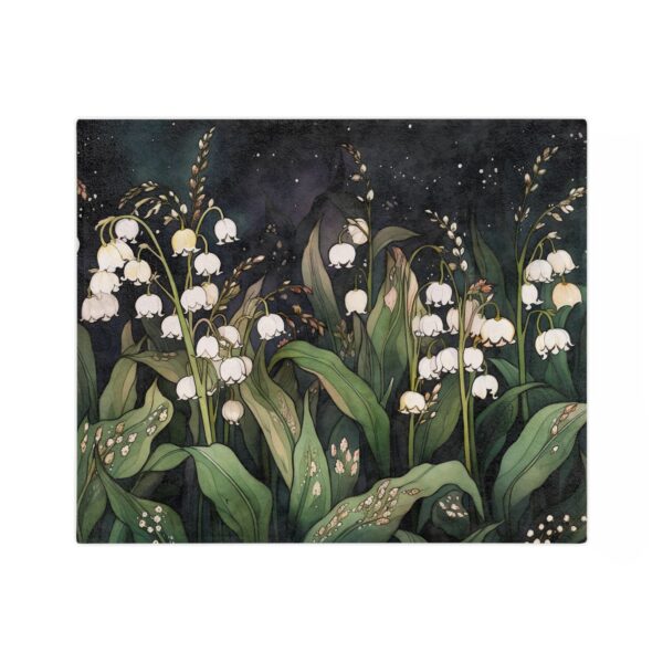 Whimsical Lily of the Valley Extra Soft Velveteen Minky Blanket Throw May Birth Month Flower Gift Dark Floral Lilies of the Valley Gift - Image 2