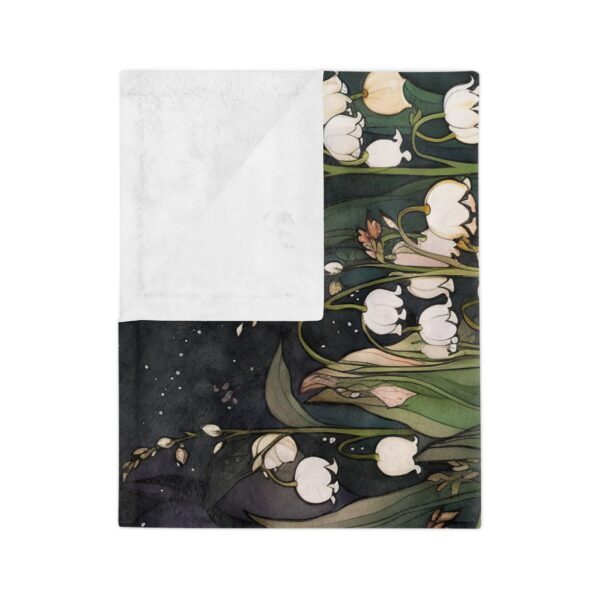 Whimsical Lily of the Valley Extra Soft Velveteen Minky Blanket Throw May Birth Month Flower Gift Dark Floral Lilies of the Valley Gift - Image 4